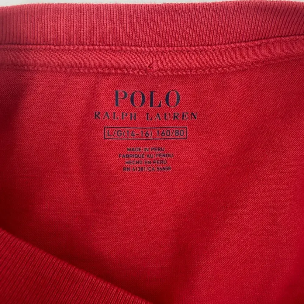 Ralph Lauren Boy T-shirt Big Pony‎ Logo Red Size L 14-16 Years Cotton